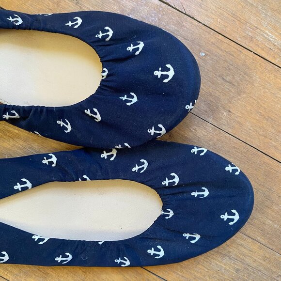 J Crew Ballet Flats - Navy with white anchors - Picture 7 of 7